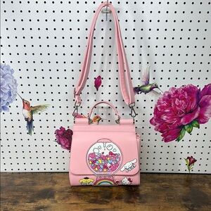 Loungefly Pink Crossbody Bag with Circular Accent